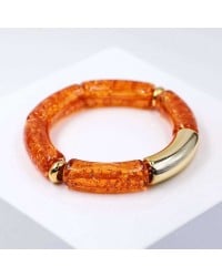 Handmade elastic bracelet with resin and gold-plated metal parts Handmade elastic bracelet with resin and gold-plated metal parts