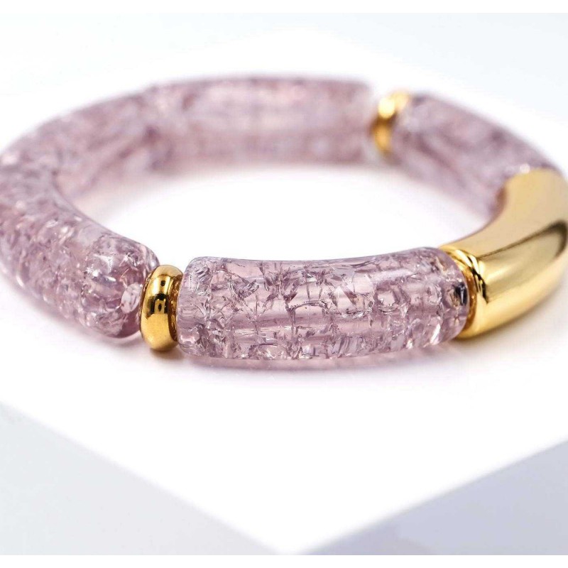 Handmade elastic bracelet with resin and gold-plated metal parts Handmade elastic bracelet with resin and gold-plated metal parts