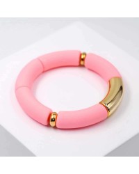 Handmade elastic bracelet with resin and gold-plated metal parts Handmade elastic bracelet with resin and gold-plated metal parts