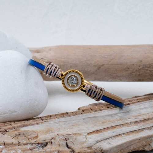 Δερμάτινο Βραχιόλι Glittered Enamel Χειροποίητο δερμάτινο βραχιόλι με επίχρυσα στοιχεία και σμάλτο γκλίτερ