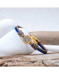 Δερμάτινο Βραχιόλι Glittered Enamel Χειροποίητο δερμάτινο βραχιόλι με επίχρυσα στοιχεία και σμάλτο γκλίτερ