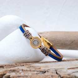 Δερμάτινο Βραχιόλι Glittered Enamel Χειροποίητο δερμάτινο βραχιόλι με επίχρυσα στοιχεία και σμάλτο γκλίτερ