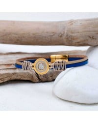Δερμάτινο Βραχιόλι Glittered Enamel Χειροποίητο δερμάτινο βραχιόλι με επίχρυσα στοιχεία και σμάλτο γκλίτερ