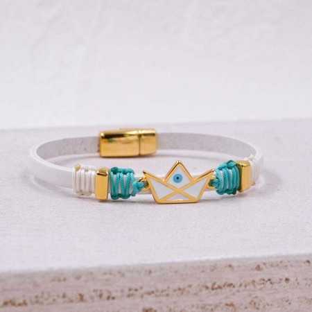 Δερμάτινο Βραχιόλι Enamelled Boat
