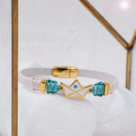 Δερμάτινο Βραχιόλι Enamelled Boat