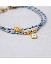 Βραχιόλι με Ματάκι Golden Thread Χειροποίητο βραχιόλι από κορδόνι με επίχρυσα στοιχεία και σμάλτο