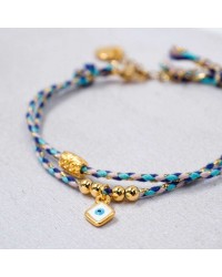 Βραχιόλι με Ματάκι Golden Thread Χειροποίητο βραχιόλι από κορδόνι με επίχρυσα στοιχεία και σμάλτο