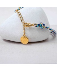 Βραχιόλι με Ματάκι Golden Thread Χειροποίητο βραχιόλι από κορδόνι με επίχρυσα στοιχεία και σμάλτο