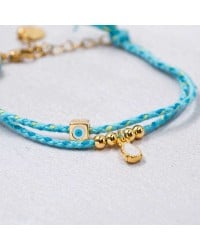 Βραχιόλι με Ματάκι Golden Thread Χειροποίητο βραχιόλι από κορδόνι με επίχρυσα στοιχεία και σμάλτο