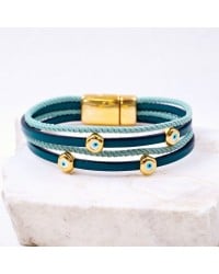 Δερμάτινο Βραχιόλι Pebble Evil Eyes Χειροποίητο δερμάτινο βραχιόλι με επίχρυσα στοιχεία και ματάκια από σμάλτο