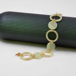 Women's chain bracelet with 24K gold-plating and plexiglass round parts