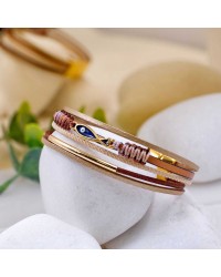Δερμάτινο Βραχιόλι Enamelled Fish Χειροποίητο δερμάτινο βραχιόλι με επίχρυσα στοιχεία και ψαράκι από σμάλτο