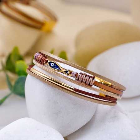 Δερμάτινο Βραχιόλι Enamelled Fish
