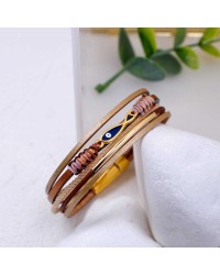 Δερμάτινο Βραχιόλι Enamelled Fish Χειροποίητο δερμάτινο βραχιόλι με επίχρυσα στοιχεία και ψαράκι από σμάλτο
