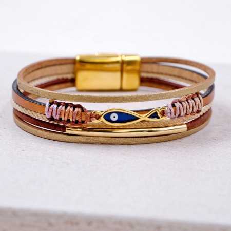 Δερμάτινο Βραχιόλι Enamelled Fish