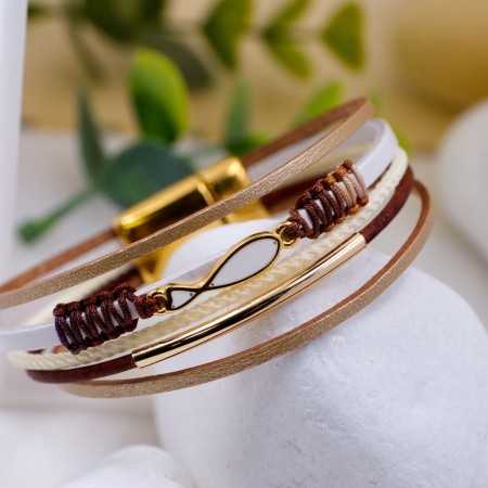 Δερμάτινο Βραχιόλι Enamelled Fish