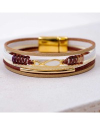 Enamelled Fish Leather Bracelet Handmade leather bracelet with gold-plated metal parts and enamelled little fish