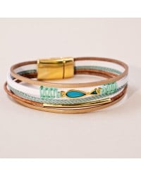 Enamelled Fish Leather Bracelet Handmade leather bracelet with gold-plated metal parts and enamelled little fish