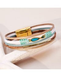 Enamelled Fish Leather Bracelet Handmade leather bracelet with gold-plated metal parts and enamelled little fish