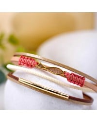 Enamelled Fish Leather Bracelet Handmade leather bracelet with gold-plated metal parts and enamelled little fish