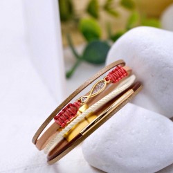 Δερμάτινο Βραχιόλι Enamelled Fish Χειροποίητο δερμάτινο βραχιόλι με επίχρυσα στοιχεία και ψαράκι από σμάλτο