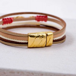 Δερμάτινο Βραχιόλι Enamelled Fish Χειροποίητο δερμάτινο βραχιόλι με επίχρυσα στοιχεία και ψαράκι από σμάλτο