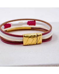 Δερμάτινο Βραχιόλι Enamelled Fish Χειροποίητο δερμάτινο βραχιόλι με επίχρυσα στοιχεία και ψαράκι από σμάλτο