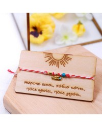Toolittle Martaki with Evil eye Martis bracelet made of red-white cord with enamel evil eye