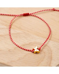 Butterfly March Bracelet March bracelet made of red-white cord with enamel butterfly