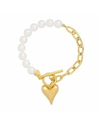Handmade chain bracelet with pearls Handmade women's chain bracelet made of stainless steel with 24K gold-plating and pearls