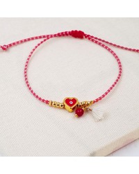 Martaki Bracelet with Enamelled Metallic Heart Martaki bracelet with gold-plated enamelled heart