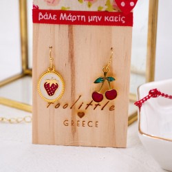 Χειροποίητα σκουλαρίκια μαρτάκια με επίχρυσα στοιχεία 