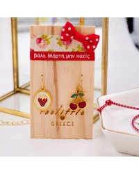 Σκουλαρίκια Μαρτάκια με κερασάκια Χειροποίητα σκουλαρίκια μαρτάκια με επίχρυσα στοιχεία