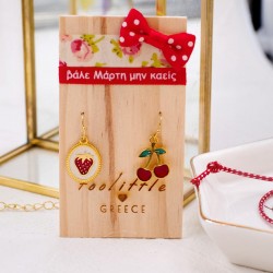 Χειροποίητα σκουλαρίκια μαρτάκια με επίχρυσα στοιχεία 