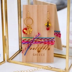 Χειροποίητα σκουλαρίκια μαρτάκια με επίχρυσα στοιχεία και σμάλτο
