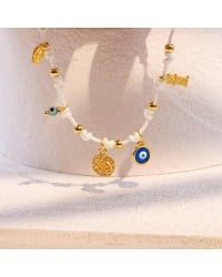 Βραχιόλι με επίχρυσα μάτια Χειροποίητο βραχιόλι από κορδόνι με επίχρυσα στοιχεία και σμάλτο