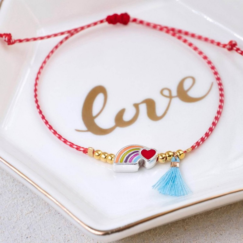 Rainbow Martaki Bracelet for Women Martaki bracelet with enamelled rainbow - heart