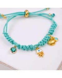 Cord bracelet with sea elements and evil eye Handmade bracelet made of cord with gold-plated metal parts