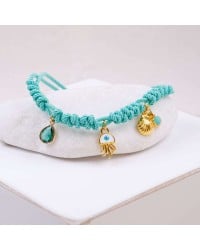 Cord bracelet with sea elements and evil eye Handmade bracelet made of cord with gold-plated metal parts