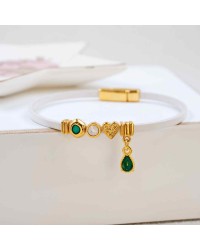 Enamel and Crystals Leather Bracelet Handmade leather bracelet with enamel and crystals