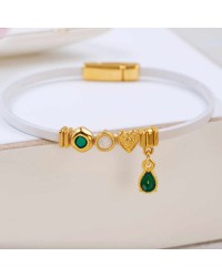 Enamel and Crystals Leather Bracelet Handmade leather bracelet with enamel and crystals