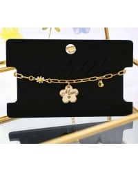 Chain Mom Bracelet made of stainless steel Gold-plated chain bracelet for mum with plexiglass engraved flower