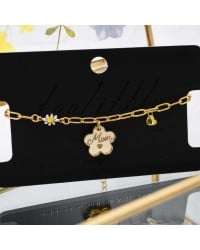 Chain Mom Bracelet made of stainless steel Gold-plated chain bracelet for mum with plexiglass engraved flower