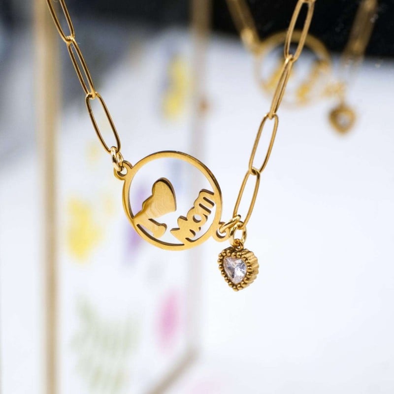 Chain Mom Bracelet made of stainless steel Gold-plated chain bracelet for mum made of stainless steel