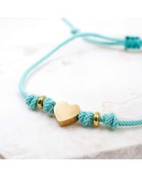 Macrame bracelet with gold-plated heart Handmade macrame bracelet with stainless steel heart