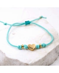 Macrame bracelet with gold-plated heart Handmade macrame bracelet with stainless steel heart