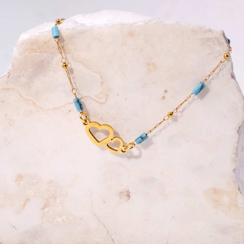 Chain Bracelet made of stainless steel Gold-plated chain bracelet with stainless steel hearts