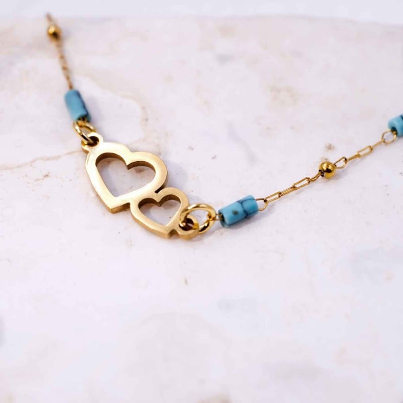 Chain Bracelet made of stainless steel Gold-plated chain bracelet with stainless steel hearts