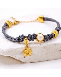 Βραχιόλι Κορδόνι με πέρλα Swarovski Χειροποίητο βραχιόλι με βαμβακερό κορδόνι και πέρλα Swarovski