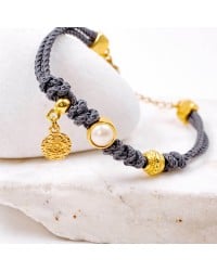 Βραχιόλι Κορδόνι με πέρλα Swarovski Χειροποίητο βραχιόλι με βαμβακερό κορδόνι και πέρλα Swarovski